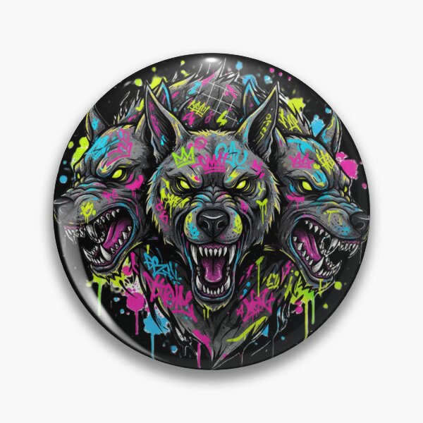 Item preview, Neon Cerberus: Vibrant Street Art Hellhound Statement designed and sold by MartinxMarie.