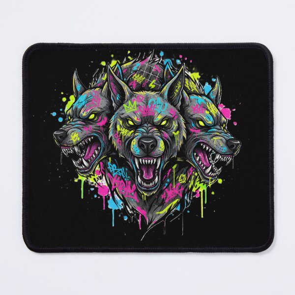 Item preview, Neon Cerberus: Vibrant Street Art Hellhound Statement designed and sold by MartinxMarie.
