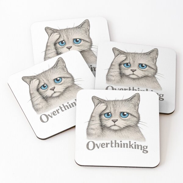 Item preview, Feelings – Overthinking | Emotional Cat Illustration designed and sold by FeelingEmotions.