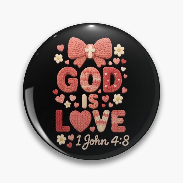 Item preview, God 1 John 4:8 Bible Verse Bows Hearts Vintage Faux Yarn designed and sold by SunfullyYours.