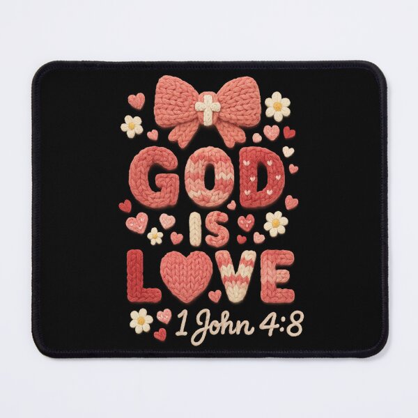 Item preview, God 1 John 4:8 Bible Verse Bows Hearts Vintage Faux Yarn designed and sold by SunfullyYours.