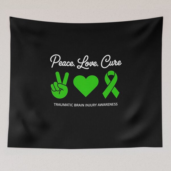 Item preview, Peace Love Cure Traumatic Brain Injury TBI Awareness designed and sold by gourpmerzihd.