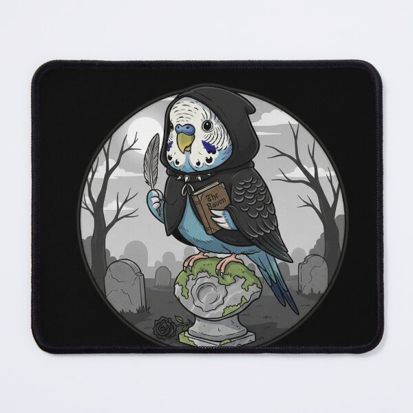 Item preview, Mystic Hooded Budgie On Graveyard Stone Fantasy Art designed and sold by RebellDancer.