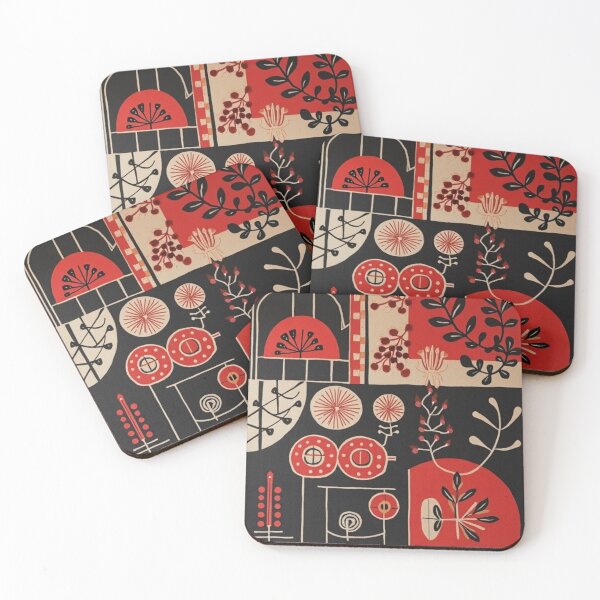 Item preview, Geometric Botanical Folk Illustration  Retro Abstract Botanical Composition designed and sold by TeutaDesings.