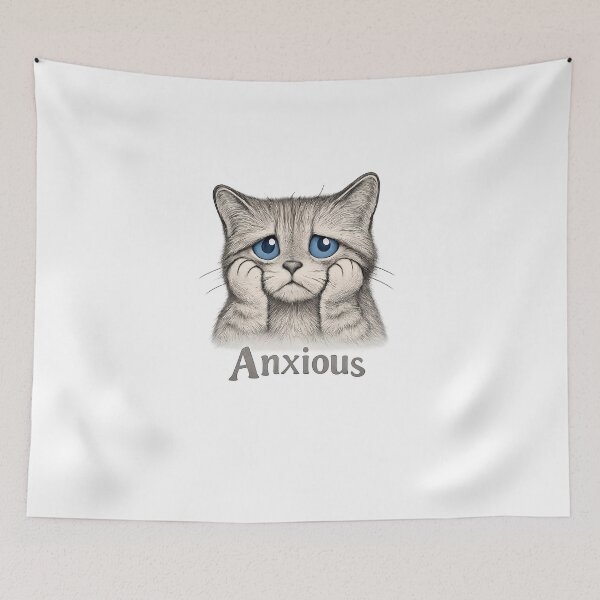 Item preview, Feelings – Anxious | Emotional Cat Illustration designed and sold by FeelingEmotions.