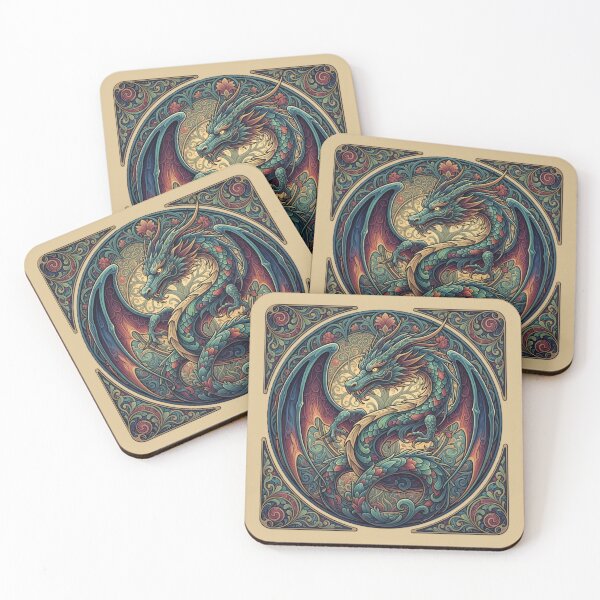 Item preview, Majestic Emerald Dragon: Vintage Art Nouveau Fantasy designed and sold by MartinxMarie.