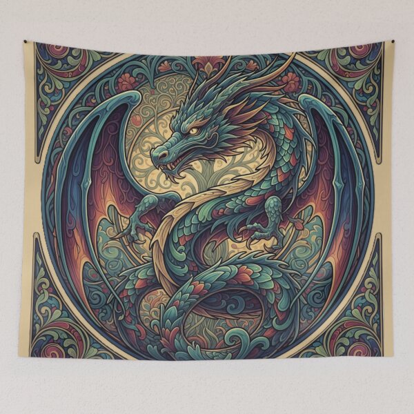 Item preview, Majestic Emerald Dragon: Vintage Art Nouveau Fantasy designed and sold by MartinxMarie.