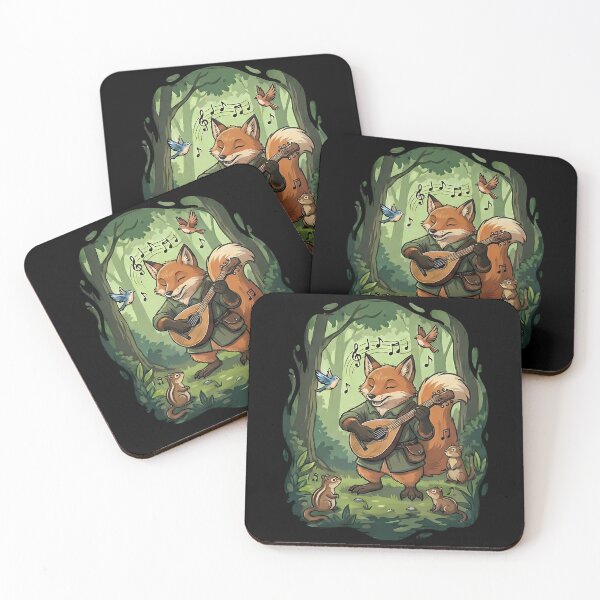 Item preview, Whimsical Fox Bard Playing Mandolin Forest Animals designed and sold by k3rstman1.