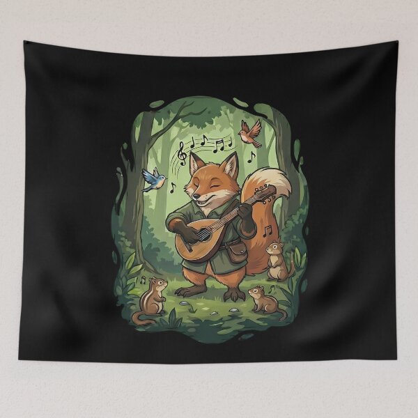 Item preview, Whimsical Fox Bard Playing Mandolin Forest Animals designed and sold by k3rstman1.
