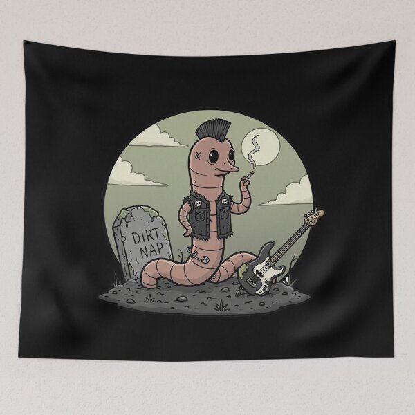 Item preview, Punk Rock Worm On Grave Dirt Nap Illustration designed and sold by RebellDancer.
