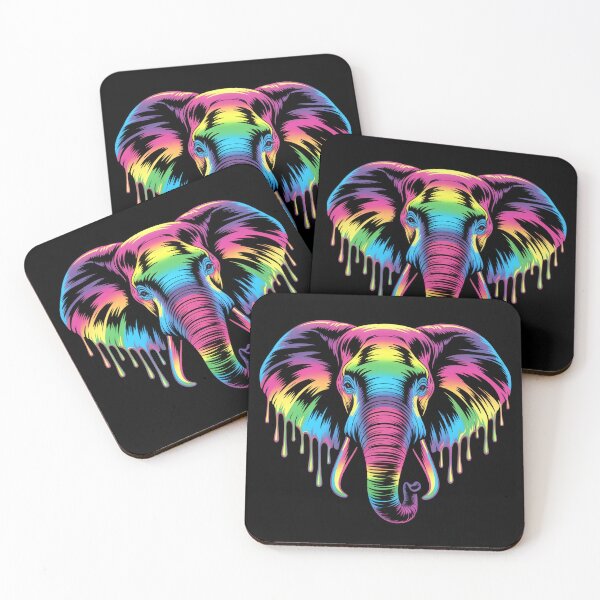 Item preview, Rainbow Psychedelic Elephant Face – Colorful Trippy Animal Art designed and sold by RBToper.