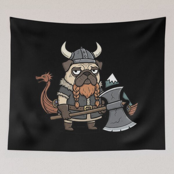 Item preview, Viking Pug Warrior With Ax Medieval Fantasy Art designed and sold by RebellDancer.