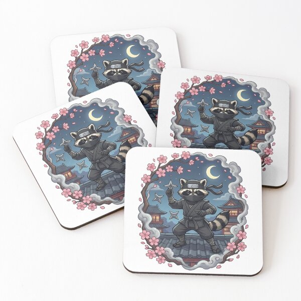 Item preview, Stealthy Raccoon Ninja Moonlit Sakura Night designed and sold by k3rstman1.