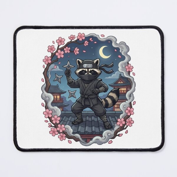 Item preview, Stealthy Raccoon Ninja Moonlit Sakura Night designed and sold by k3rstman1.