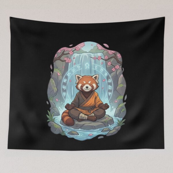 Item preview, Zen Red Panda Monk Meditation Waterfall designed and sold by k3rstman1.