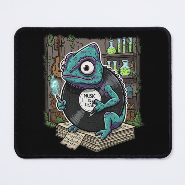 Item preview, Music Is Dead Gecko Dark Music Illustration designed and sold by RebellDancer.
