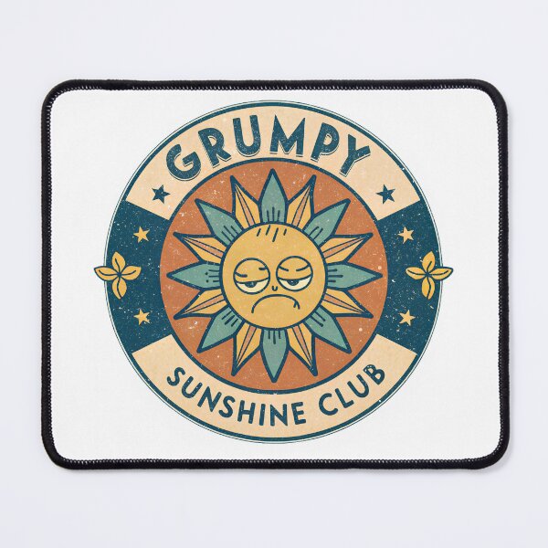 Item preview, Grumpy Sunshine Club – Retro Grumpy Sun Vintage Badge Design designed and sold by VividOrganica.