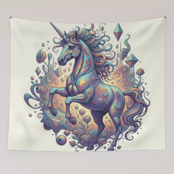 Item preview, Majestic Psychedelic Unicorn: A Vibrant Cosmic Statement designed and sold by MartinxMarie.