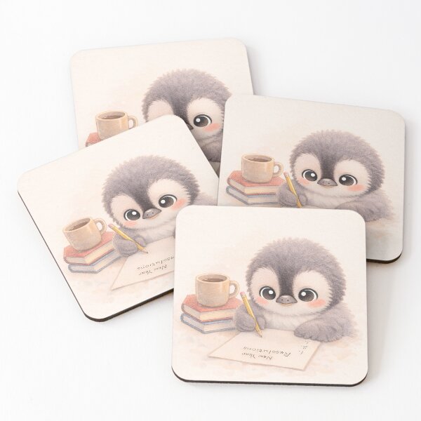 Item preview, Cute Baby Penguin Writing New Year Resolutions – Cozy Study Illustration designed and sold by PebsPebs.