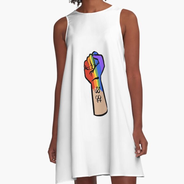 Pride Fist (white) A-Line Dress