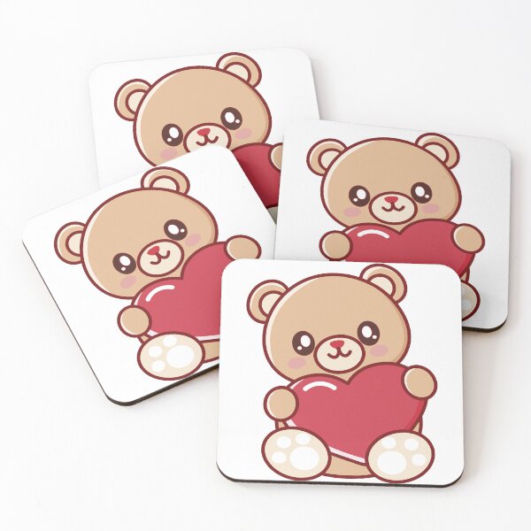 Item preview, Cute Kawaii Teddy Bear Holding Heart designed and sold by happytulipco.