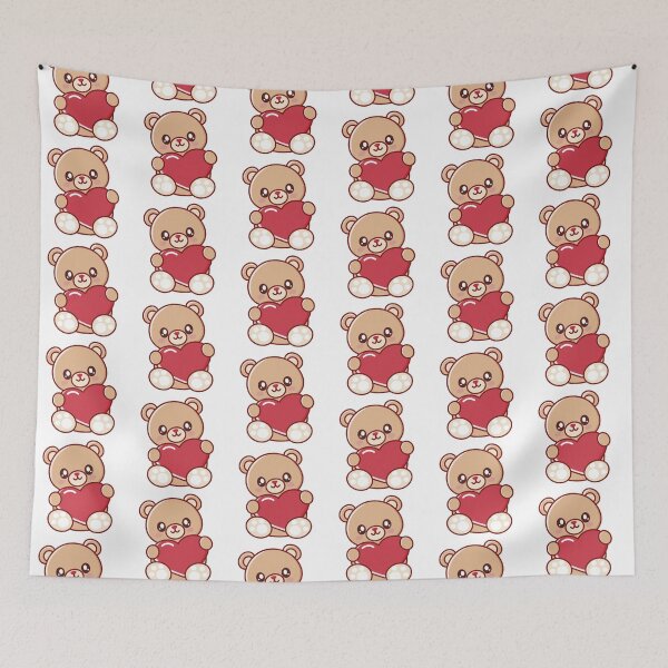 Item preview, Cute Kawaii Teddy Bear Holding Heart designed and sold by happytulipco.