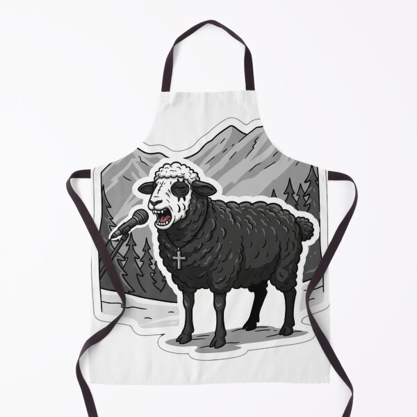 Item preview, Black And White Rock Sheep Singing Illustration designed and sold by RebellDancer.