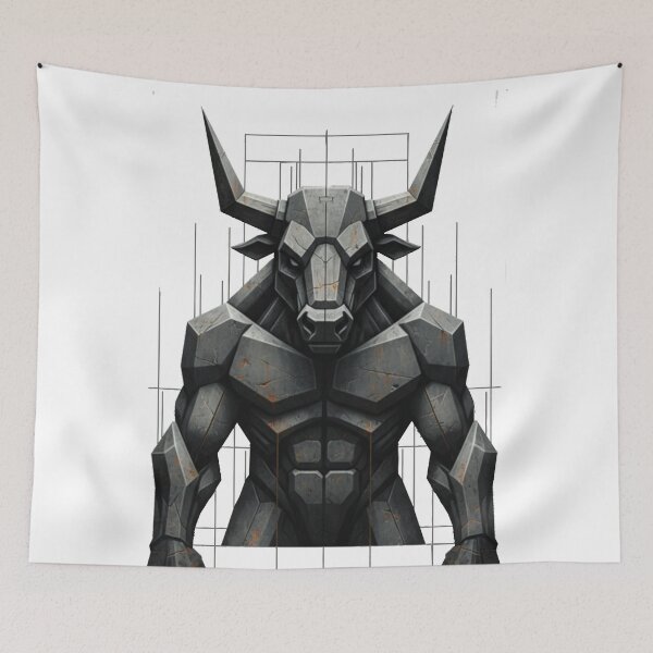 Item preview, Ancient Strength: Geometric Stone Minotaur Guardian Statue designed and sold by MartinxMarie.