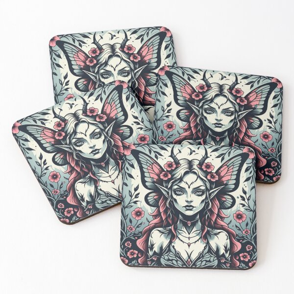Item preview, Dark Forest Fairy – Tattoo Flash Illustration designed and sold by WhereHopeBlooms.