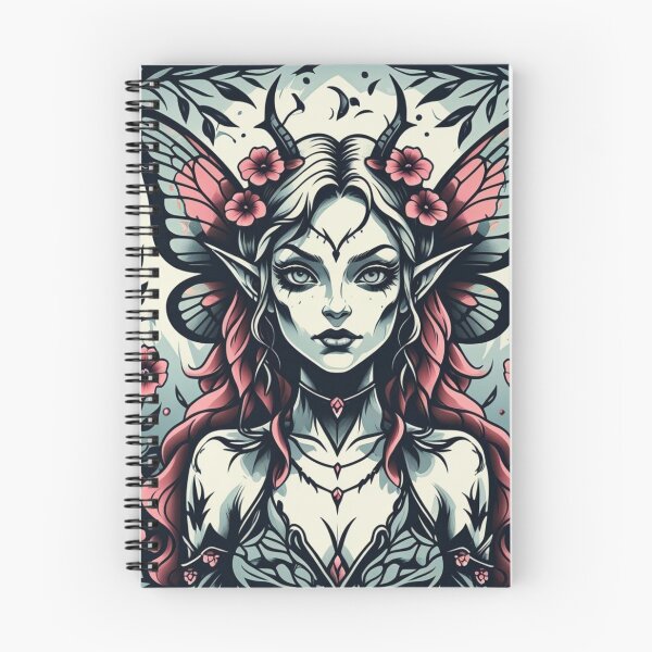 Item preview, Dark Forest Fairy – Tattoo Flash Illustration designed and sold by WhereHopeBlooms.