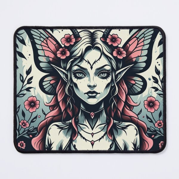 Item preview, Dark Forest Fairy – Tattoo Flash Illustration designed and sold by WhereHopeBlooms.