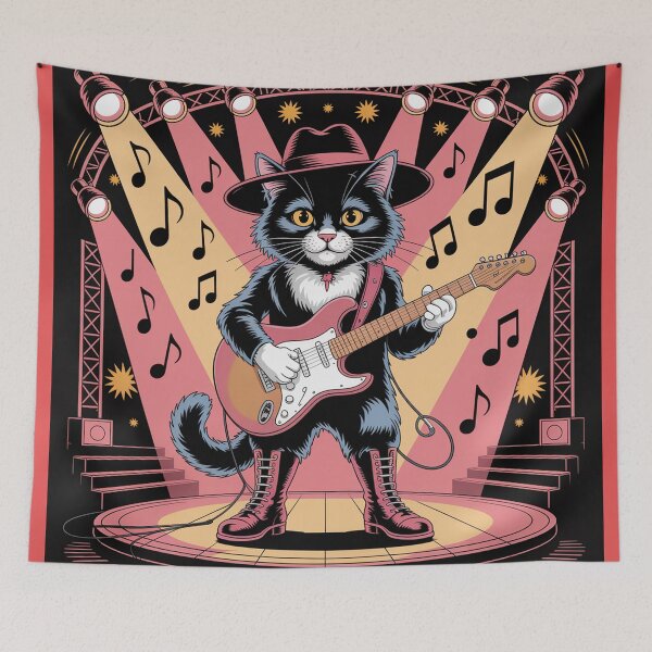 Item preview, Black cat rock musician. designed and sold by Lilashakti ⭐️ ⭐️ ⭐️ ⭐️ ⭐️.