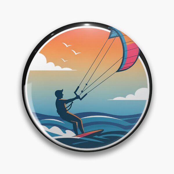 Item preview, Kitesurfing Sunset  – Bold Kite Surfer Ocean Illustration designed and sold by VividOrganica.