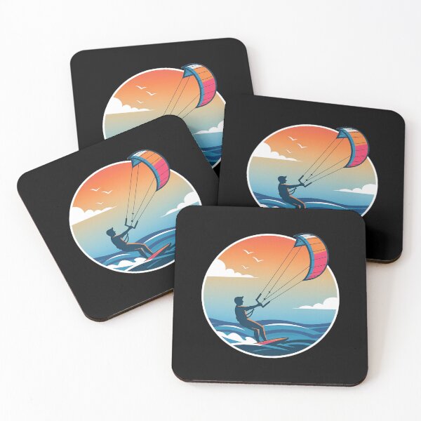 Item preview, Kitesurfing Sunset  – Bold Kite Surfer Ocean Illustration designed and sold by VividOrganica.