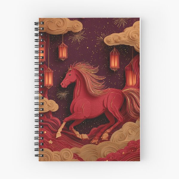 Item preview, Celestial Red Horse Under Gold Lanterns designed and sold by Turocks.