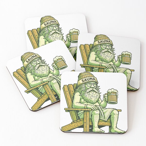 Item preview, Sauna Grandpa - An old man enjoying the best refreshment with sauna and beer designed and sold by WABISABIMOMENTS.