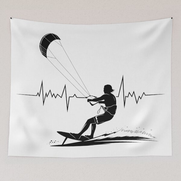 Item preview, Kitesurfing Heartbeat  – Kiteboarding Silhouette Vector designed and sold by VividOrganica.