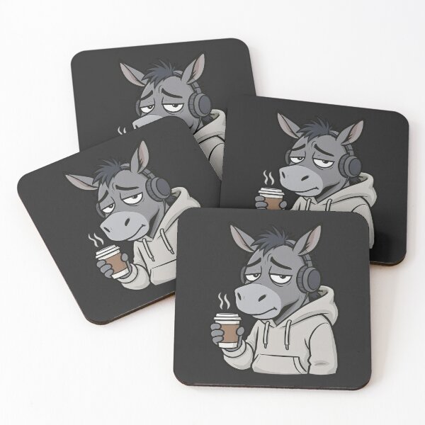 Item preview, End-of-Day Donkey – Tired but Chill Coffee Cartoon designed and sold by ColorSplash123.