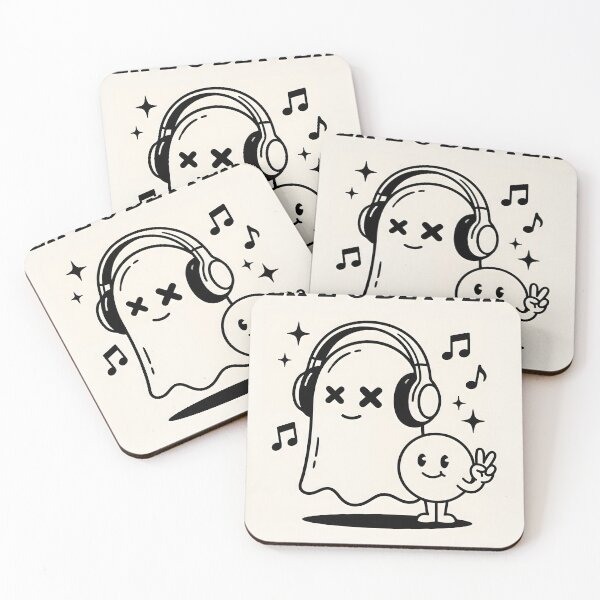 Item preview, Life’s Better With Music – Cute Ghost Headphones Funny Halloween Illustration designed and sold by AbstractAuraArt.