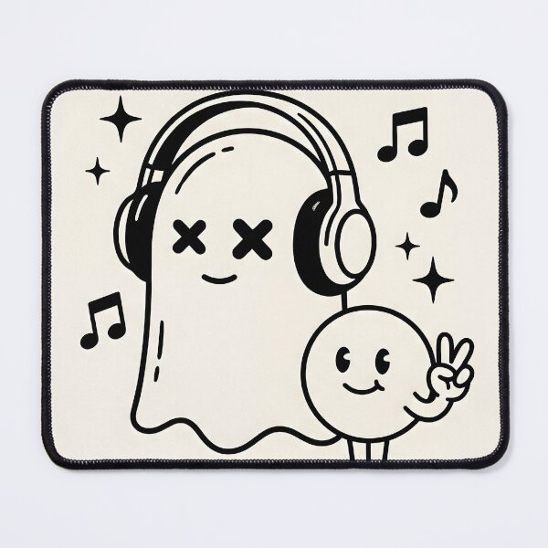 Item preview, Life’s Better With Music – Cute Ghost Headphones Funny Halloween Illustration designed and sold by AbstractAuraArt.