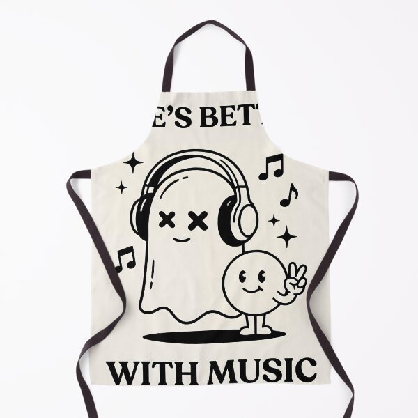 Item preview, Life’s Better With Music – Cute Ghost Headphones Funny Halloween Illustration designed and sold by AbstractAuraArt.