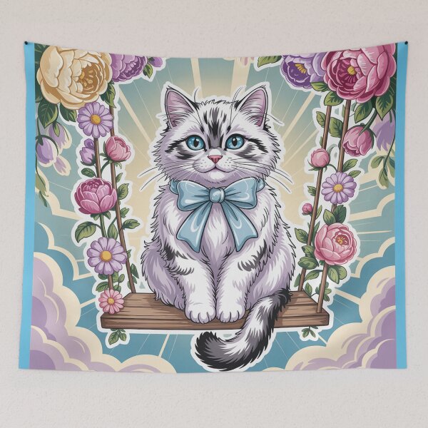 Item preview, А fluffy white cat with striking sapphire blue eyes. designed and sold by Lilashakti ⭐️ ⭐️ ⭐️ ⭐️ ⭐️.