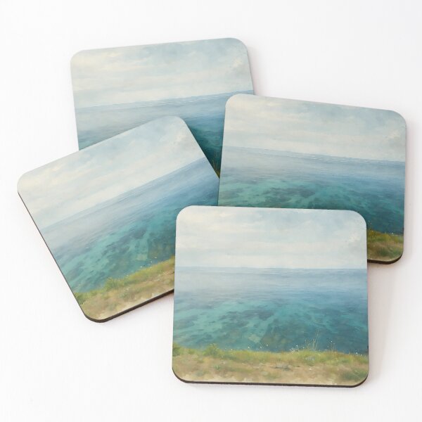 Item preview, Corsica Coastal Seascape with Turquoise Waters – Watercolor Art designed and sold by M.ALK.Watercolor.