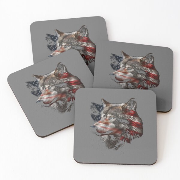 Item preview, Wolf American Flag USA Patriotic Wolves Lover nature wild designed and sold by KristineLi.