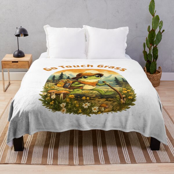Item preview, Go Touch Grass Frog Hiking T-Shirt – Cute Retro Nature Meme Illustration designed and sold by Basferr..