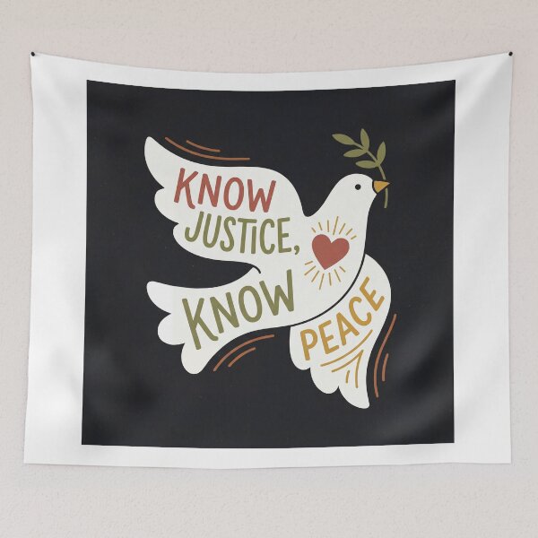 Item preview, Know Justice Know Peace Dove – Inspirational Faith & Peace Quote Illustration designed and sold by AbstractAuraArt.