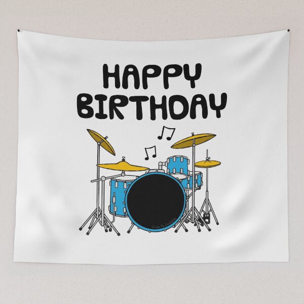 Item preview, Happy Birthday Drums Drummer Musician (Blue) designed and sold by doodlerob.