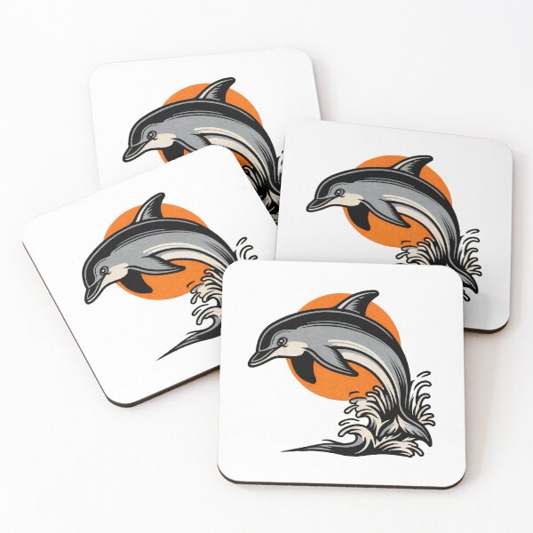 Item preview, Splash Arc: Leaping Dolphin in Retro Motion designed and sold by ForeverPrintsOK.