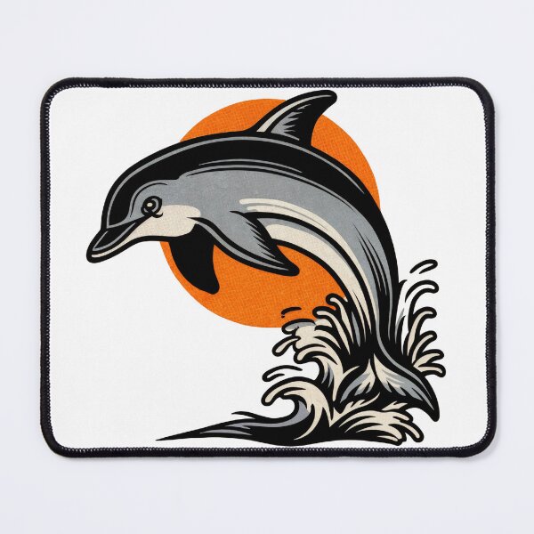 Item preview, Splash Arc: Leaping Dolphin in Retro Motion designed and sold by ForeverPrintsOK.