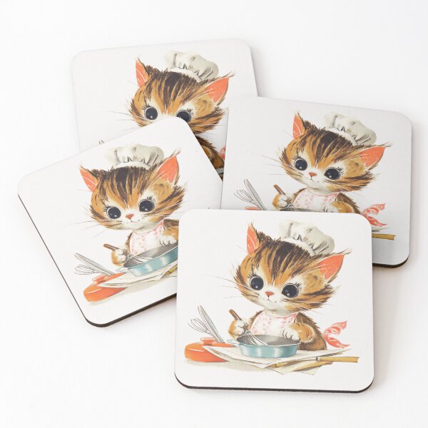 Item preview, Vintage kitten cooking designed and sold by MendaciousMina.